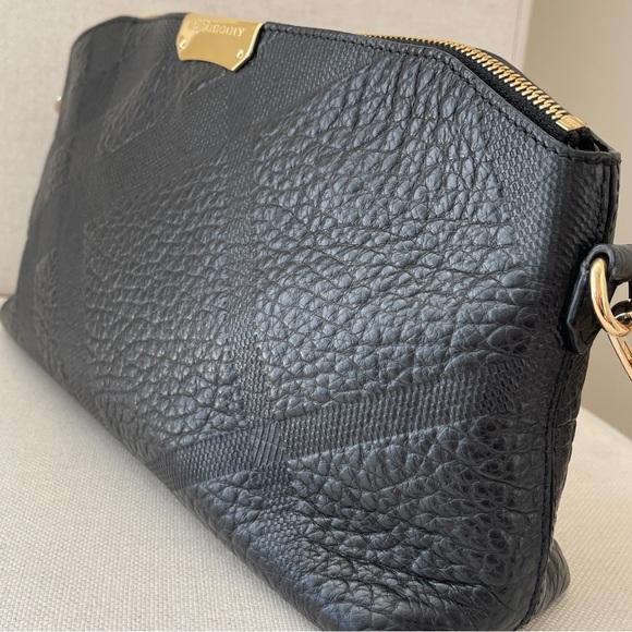 BURBERRY Small Chichester Check Embossed Leather Crossbody and Clutch Bag - Picture 5 of 16